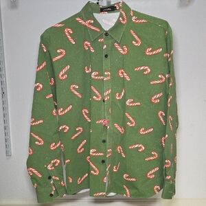 Jogal | Green Candy Cane Print Men's Shirt | L